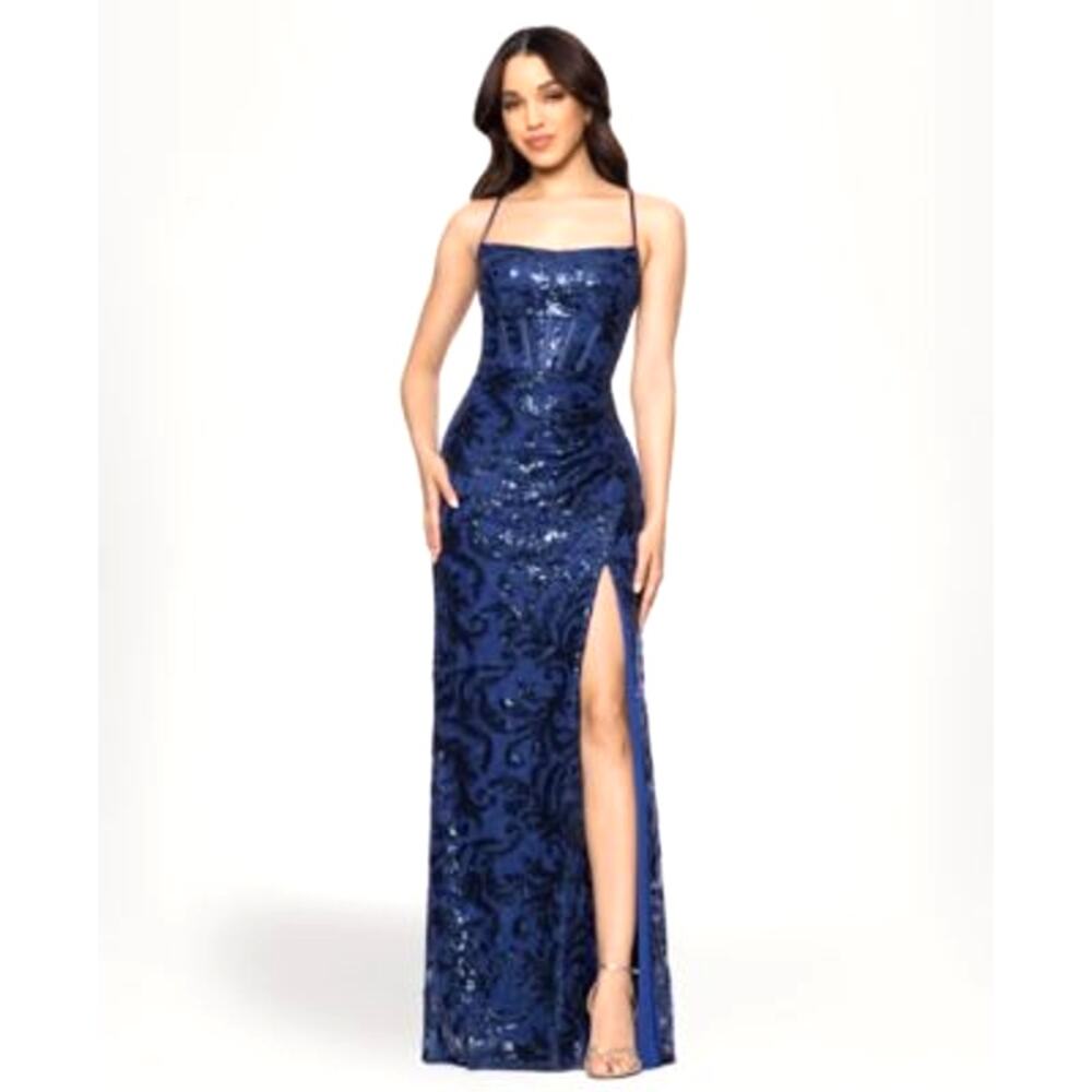 Blondie Nites Juniors Square Neck Tie-Back Cadet Blue